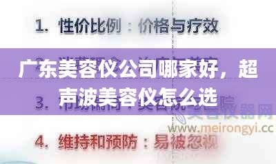 广东美容仪公司哪家好，超声波美容仪怎么选