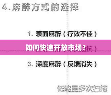 如何快速开放市场？