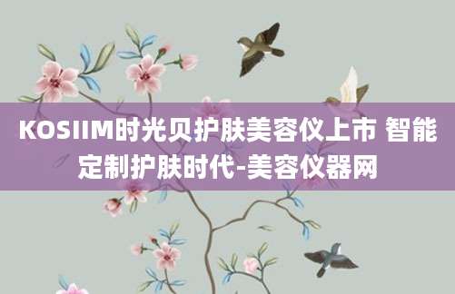 KOSIIM时光贝护肤美容仪上市 智能定制护肤时代-美容仪器网