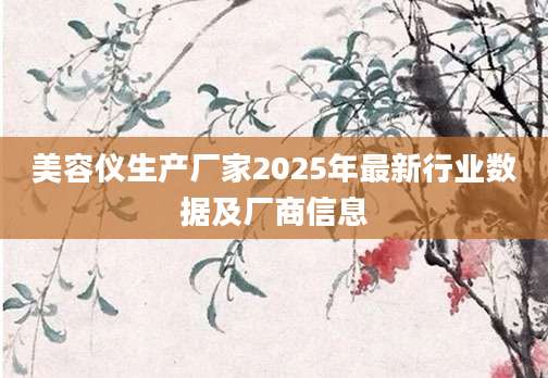 美容仪生产厂家2025年最新行业数据及厂商信息