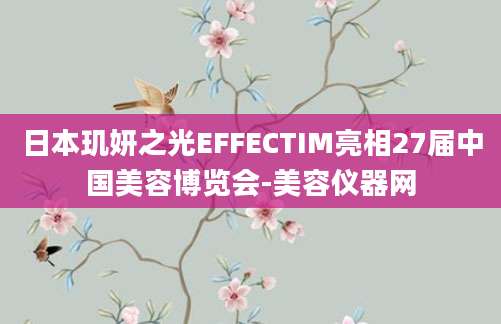 日本玑妍之光EFFECTIM亮相27届中国美容博览会-美容仪器网