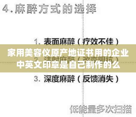 家用美容仪原产地证书用的企业中英文印章是自己制作的么